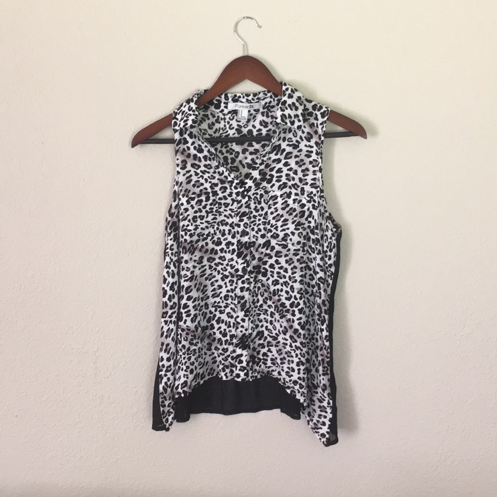 Button up sleeveless tank with sheer back